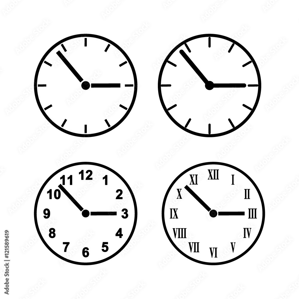 Set of different clock faces Set of different clock faces