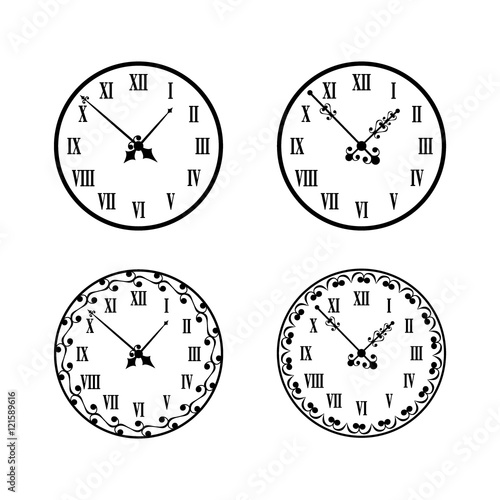 Set of different clock faces 