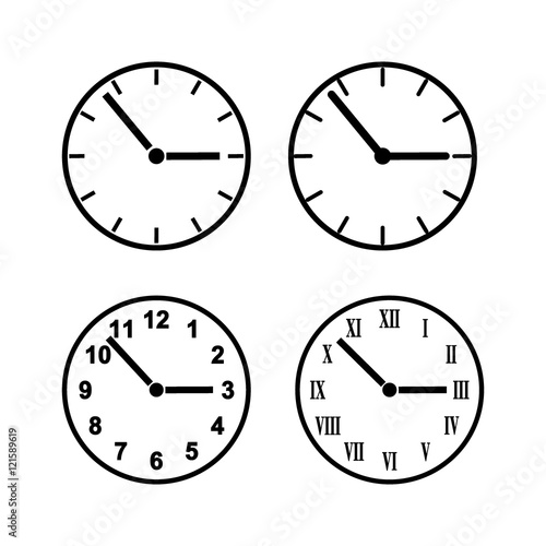 Set of different clock faces 