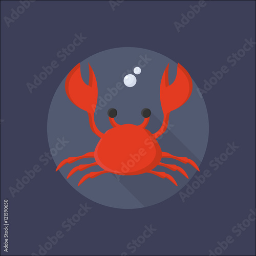 Crab icon vector. Sea life illustration. Crab Festival promotion icon. Decapod. Delicious seafood menu element.
