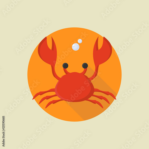 Crab icon vector. Sea life illustration. Crab Festival promotion icon. Decapod. Delicious seafood menu element.