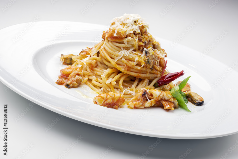 Spaghetti seafood Amatriciana Spaghetti seafood Amatriciana