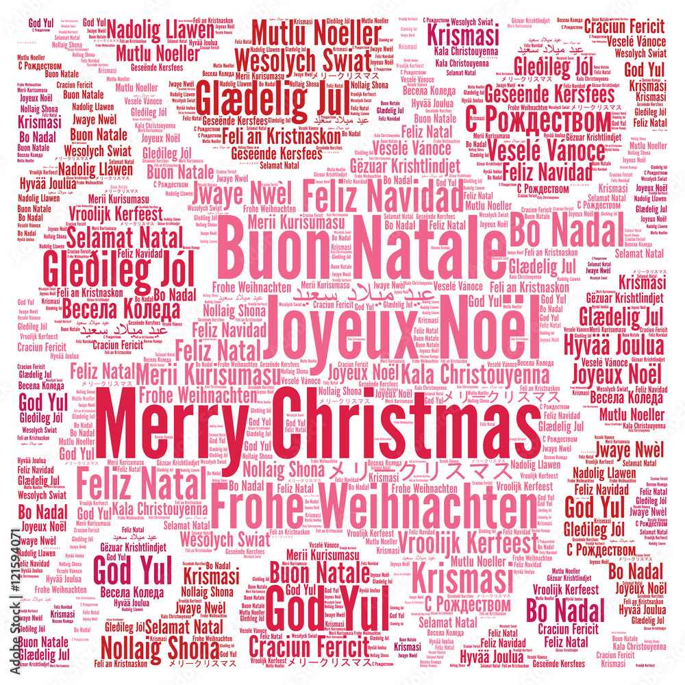 Merry Christmas in different languages word cloud Merry Christmas in different languages word cloud