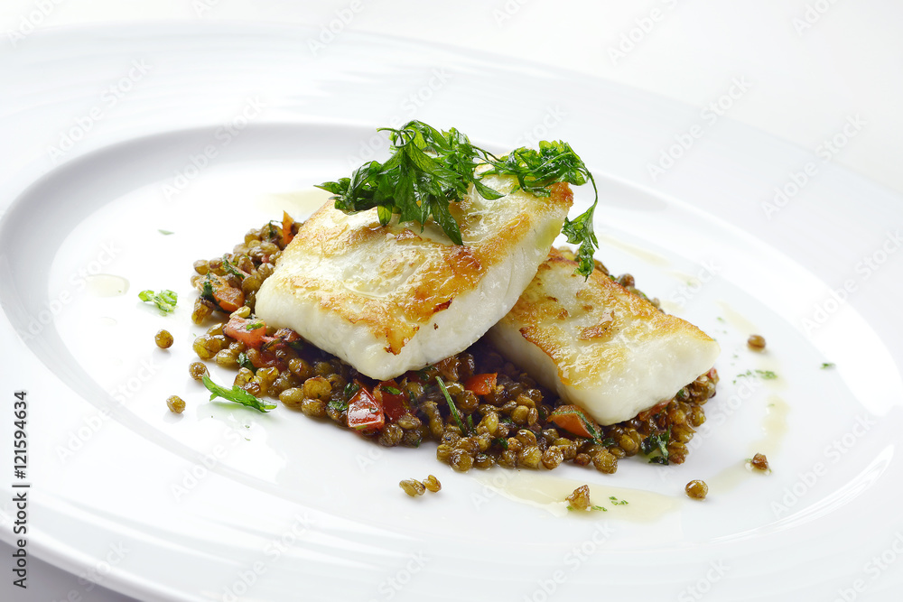 Turbot with crispy lentil Zollino Turbot with crispy lentil Zollino