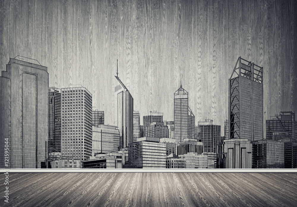Fototapeta premium City design on wall