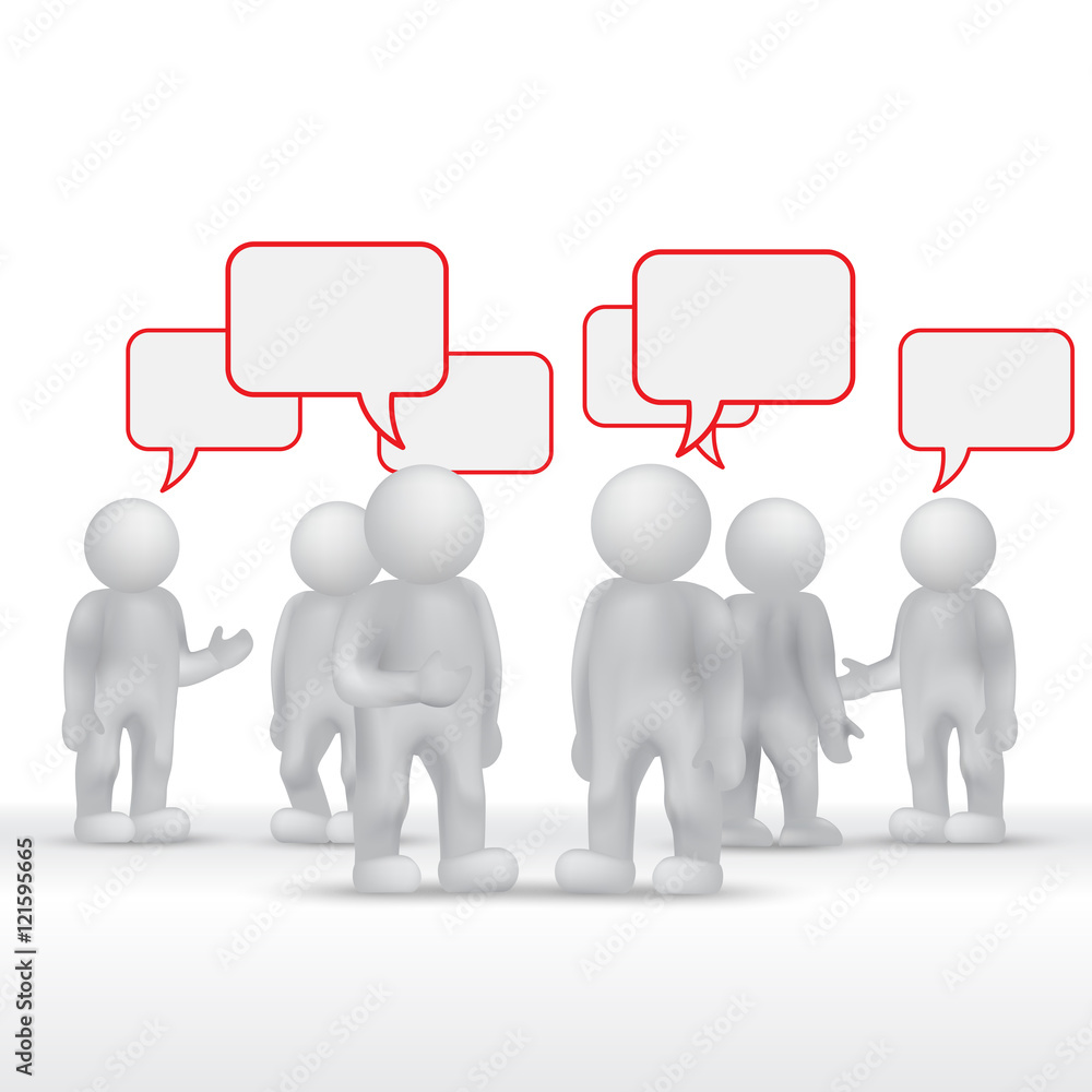 3D People With Speech Bubbles - On White Background. Vector Illustration, Graphic Design. For Web, Websites, Print Material, Template 3D People With Speech Bubbles - On White Background. Vector Illustration, Graphic Design. For Web, Websites, Print Material, Template