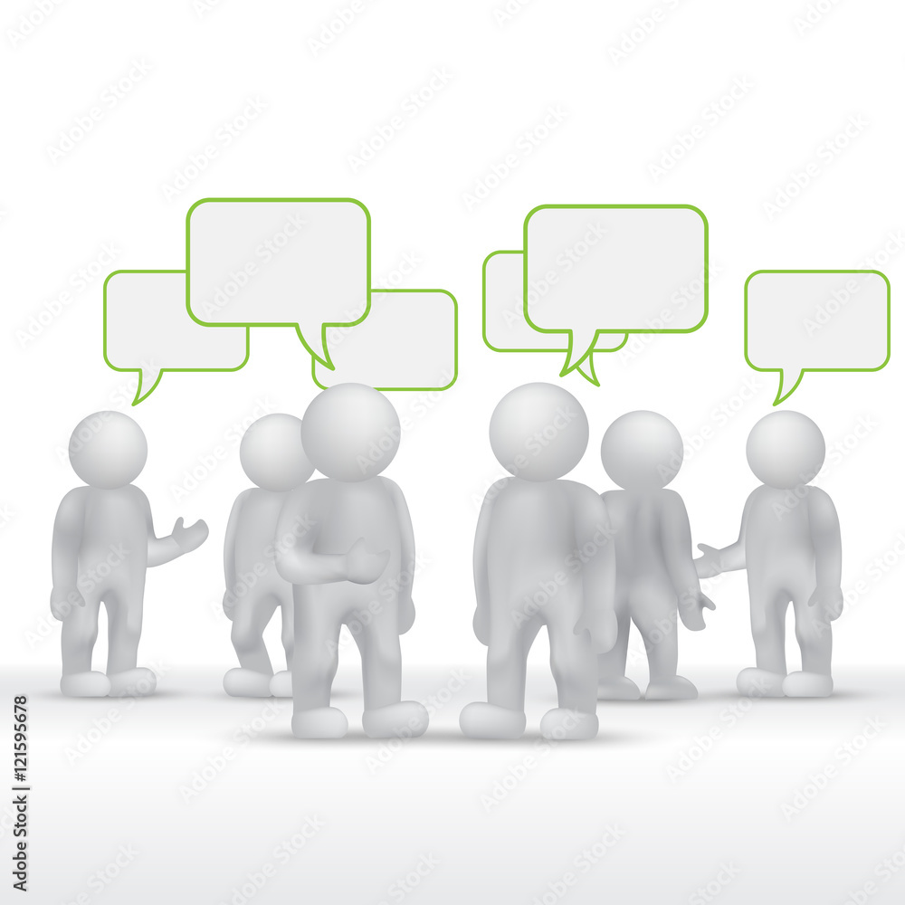3D People With Speech Bubbles - On White Background. Vector Illustration, Graphic Design. For Web, Websites, Print Material, Template 3D People With Speech Bubbles - On White Background. Vector Illustration, Graphic Design. For Web, Websites, Print Material, Template
