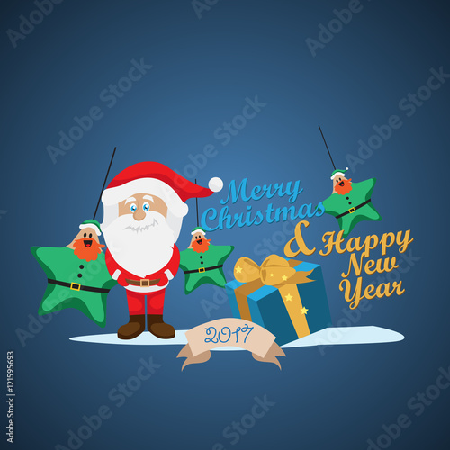 Santa Claus Greeting Card - Vector Illustration, Graphic Design. For Web, Websites, Print Material, Template 
