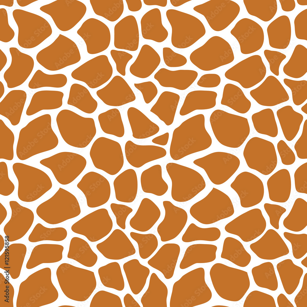 Naklejka premium Wektor wzór z tekstury skóry żyrafa. Powtarzanie tła żyrafa do projektowania tekstyliów, papieru do pakowania, scrapbookingu. Nadruk na tkaninie zwierzęcej.