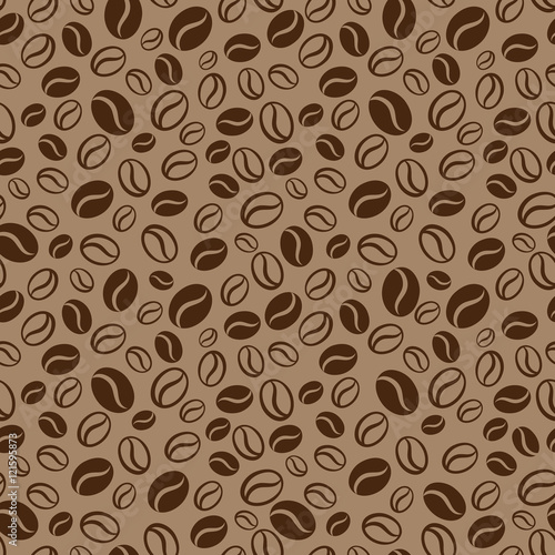 Seamless vector pattern with coffee beans. Repeating seamless coffee beans background for textile print, wrapping paper, package, scrapbooking.