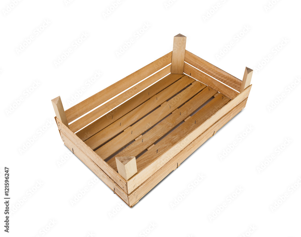 Empty wooden crate isolated on white