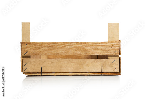 Tableau sur toile Empty wooden crate isolated on white