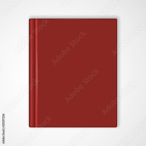 Book with blank red cover isolated on white background. Vector illustration.
