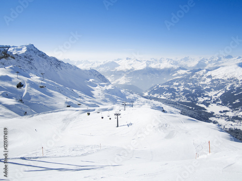 View to skiing resort in Lenzerheide, Grisons, Switzerland