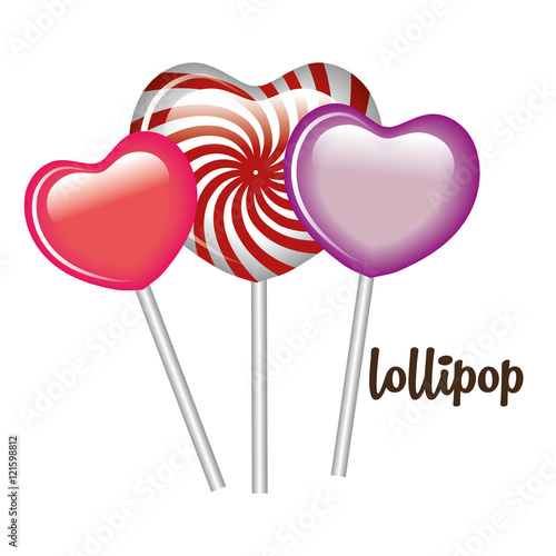 three lollipop heart sweet graphic vector illustration eps 10