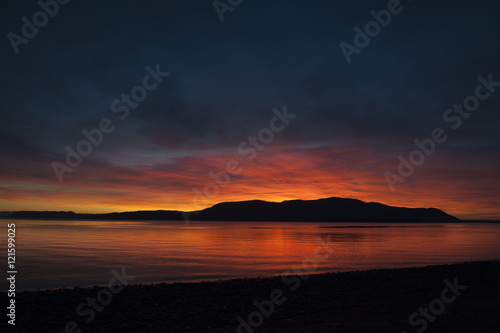 Sunset in the San Juan Islands.  A very dramatic Puget Sound sunset over Orcas Island in the San Juan Islands archipelago of western Washington state.