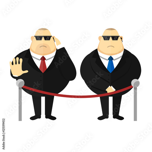 Face control. Security man. Vector cartoon illustration isolated on white background