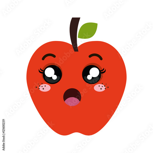 Wallpaper Mural red apple fruit food. kawaii cartoon with surprised expression face. vector illustration Torontodigital.ca