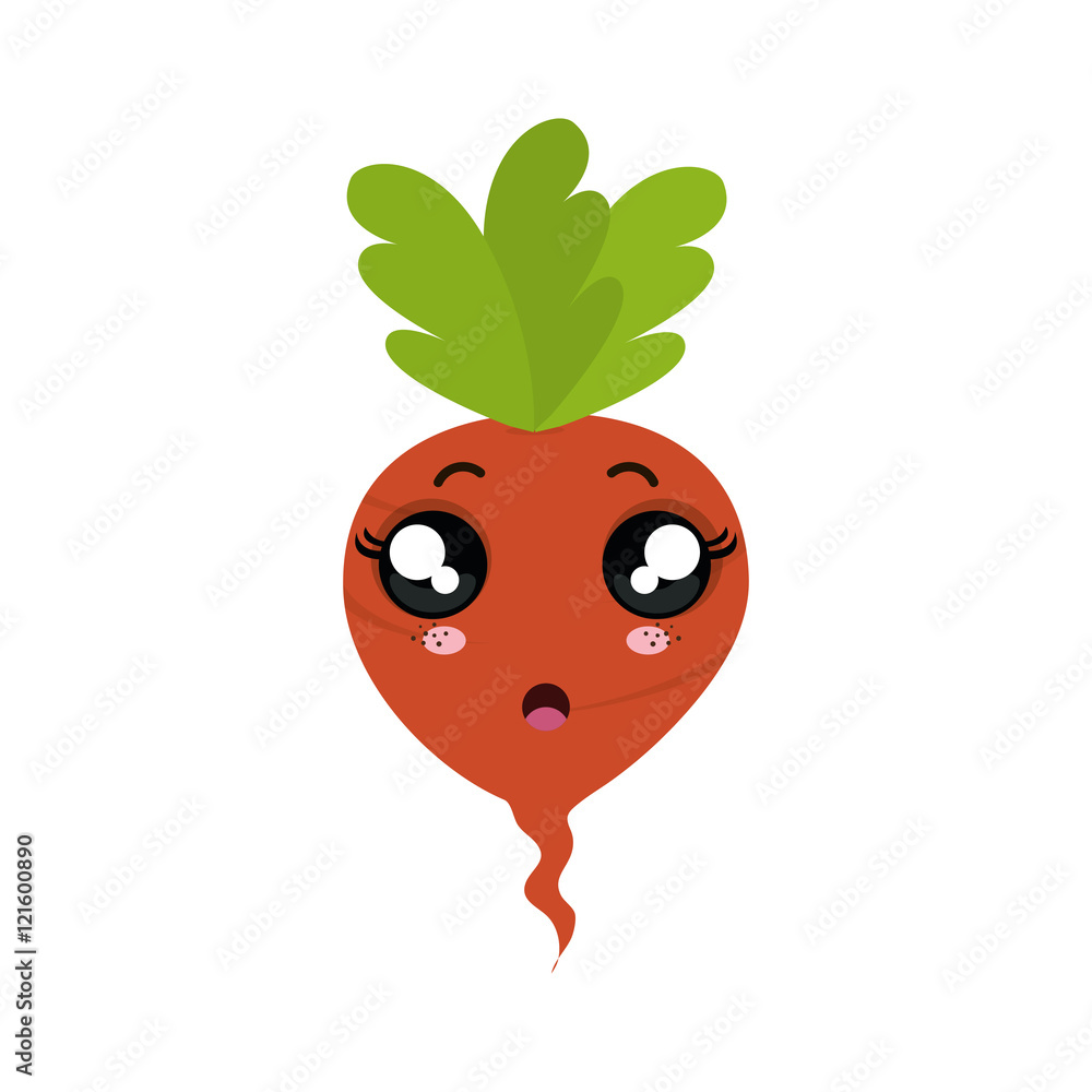 beetroot vegetable food. kawaii cartoon with surprised  expression face. vector illustration