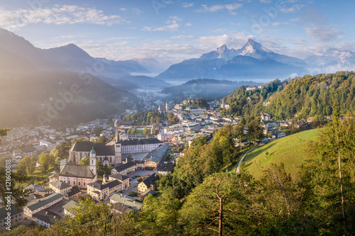 View over Berchtesgaden with Watzmann mountain, Bavaria, Germany photo