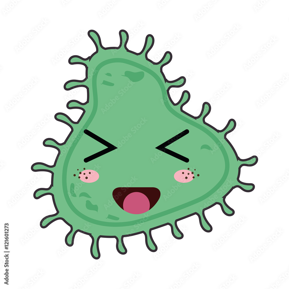 Fototapeta premium germ bacteria. kawaii cartoon with happy expression face. vector illustration