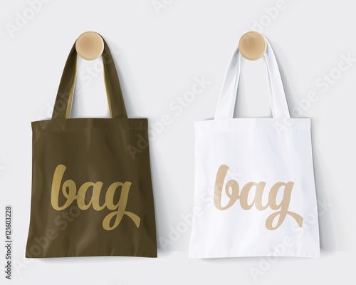 Replaces "bag" by design and Change colors Mockup Cotton Paper Bag Signboard Shop