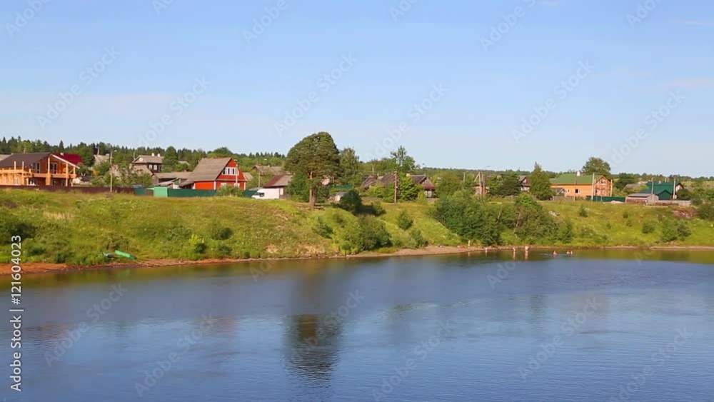 Rural village on the banks of the Svir River in northern Russia