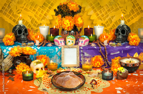 Day of the dead altar yellow photo