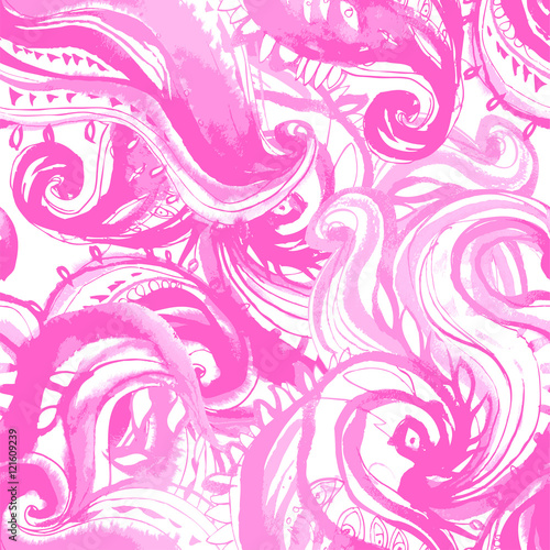 Elegant blue patterned frame painted with watercolor