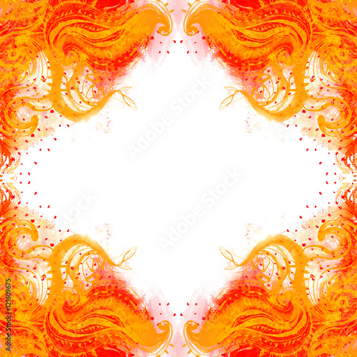 Watercolor orange floral background