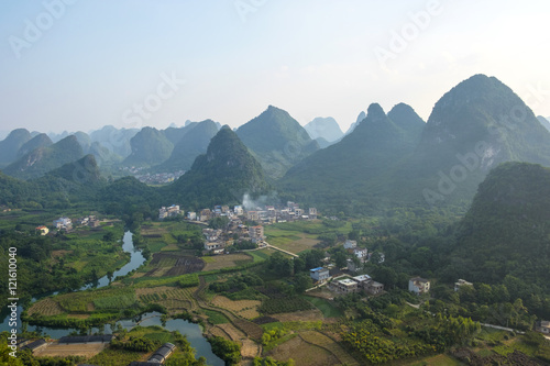 Obraz na plátně Landscape of Guilin, Li River and Karst mountains