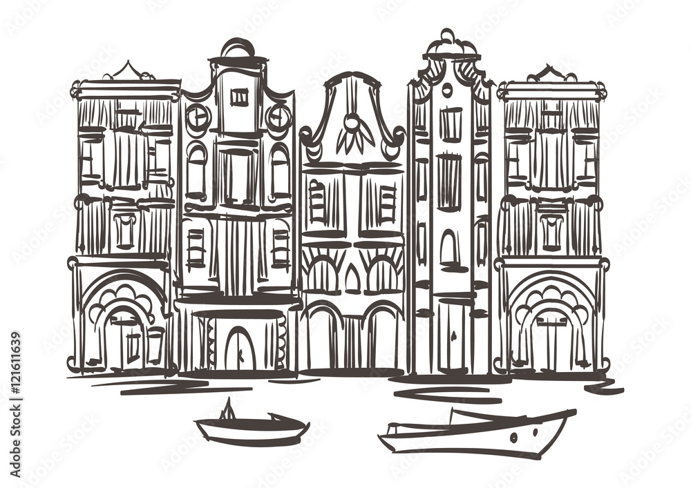 old houses vector art. Isolated Eps 10
