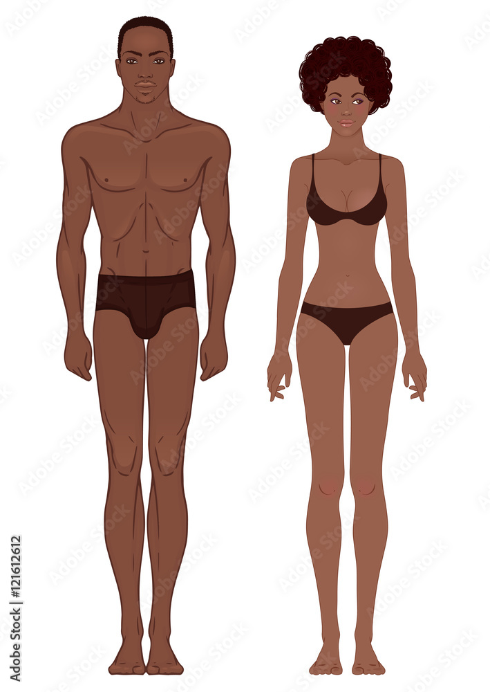 Body templates: Fit Athletic Muscular african american couple Body templates: Fit Athletic Muscular african american couple