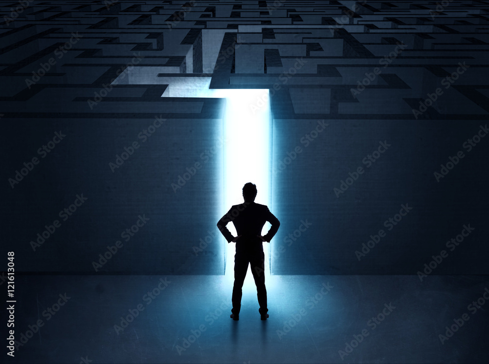 man at the entrance to a maze man at the entrance to a maze