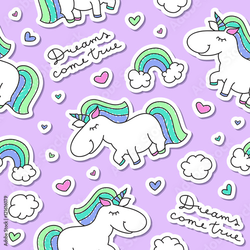 seamless pattern with unicorns photo