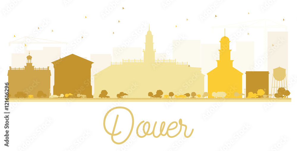 Naklejka premium Dover City skyline golden silhouette.