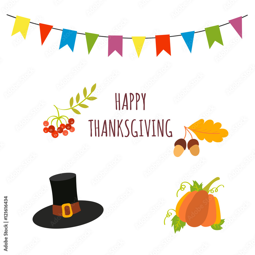 Plakat Happy Thanksgiving vector card template