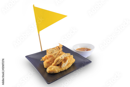 Fried tofu and fried taro  eaten in the vegetarian festival..