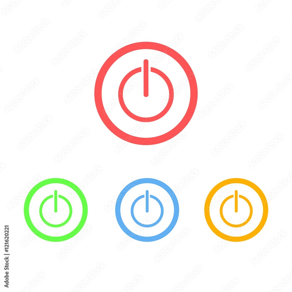 Colorful Set of Power Button Icons Colorful Set of Power Button Icons