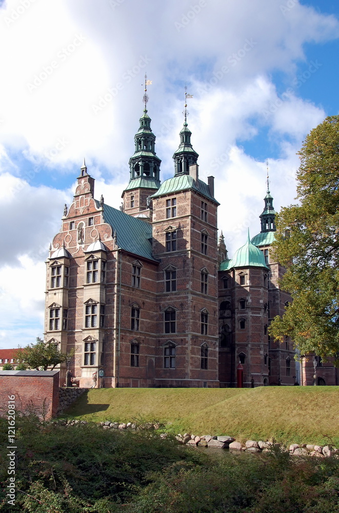 Rosenborg Castle in Copenhagen, Denmark. Built in the Dutch Renaissance style in 1606 during the reign of Christian IV. The castle was used by Danish regents as a royal residence until around 1710