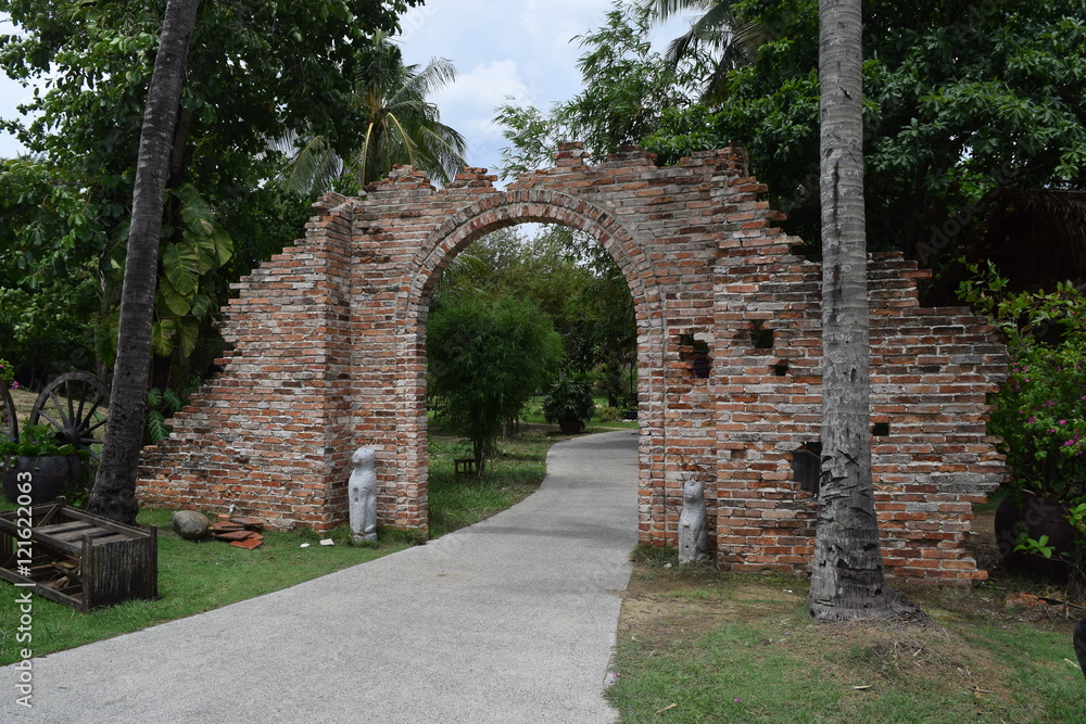 landscaping brick gate in countryside