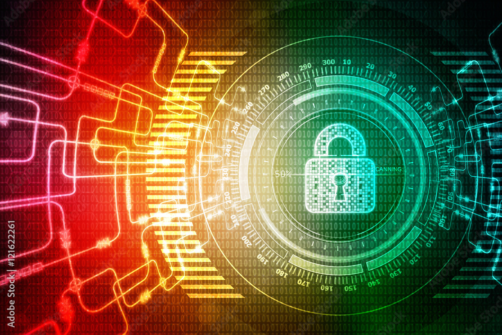 Security concept: Lock on digital screen, contrast, 2d illustration Security concept: Lock on digital screen, contrast, 2d illustration