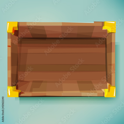 Top view of old wooden box. treasure - vector