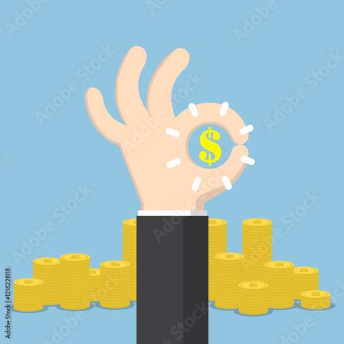 Businessman hand with ok and dollar sign