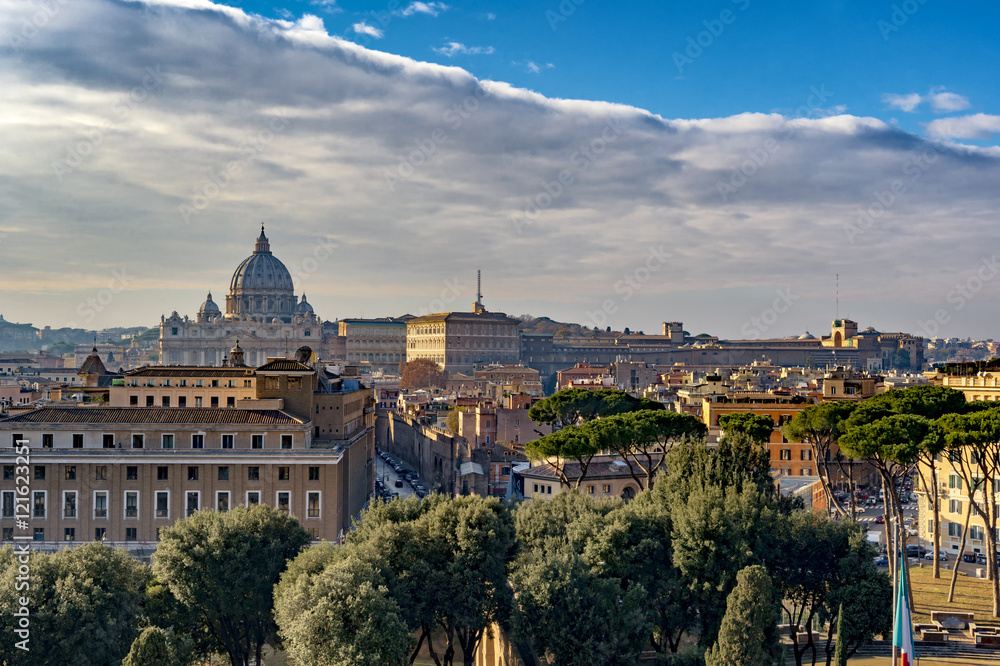 View over Rome with Vatican in the background