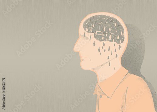 Illustrazione di malato di alzheimer e perdita di memoria 