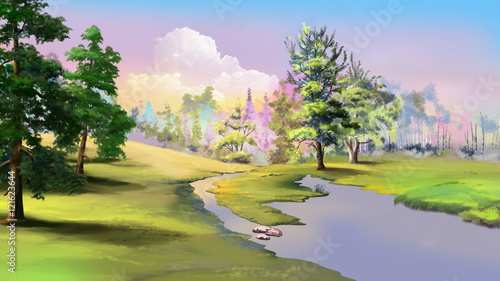 Small River in the Quiet Autumn Weather