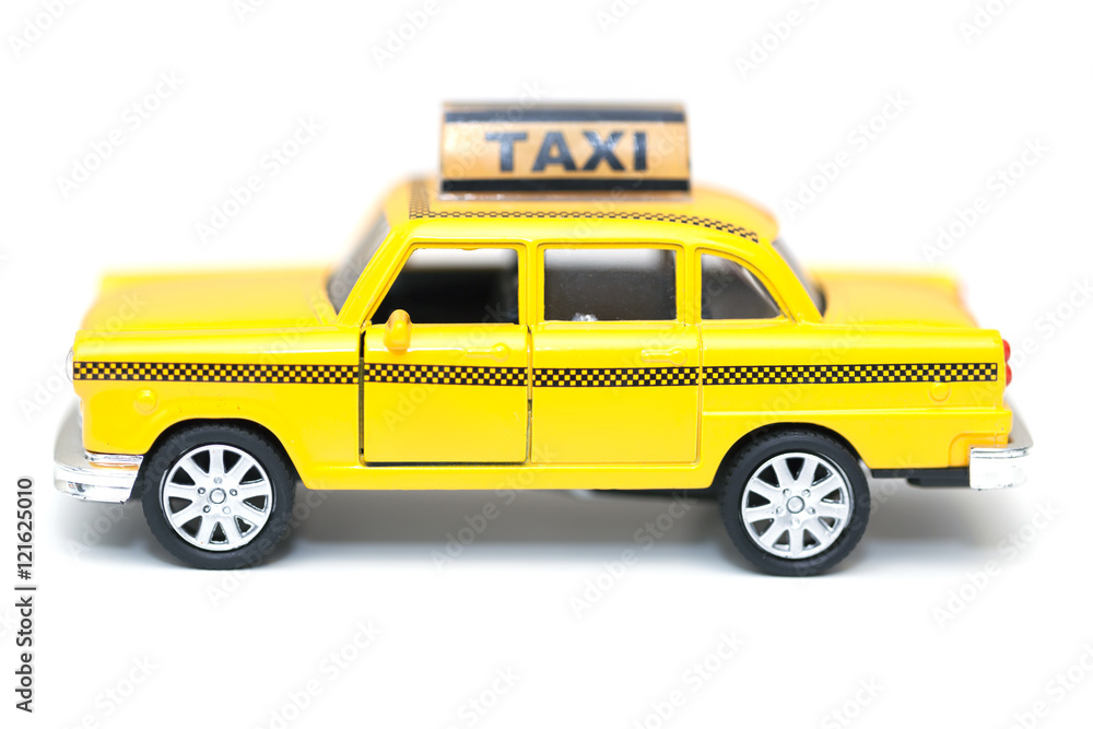 Yellow Taxi Car Isolated On White