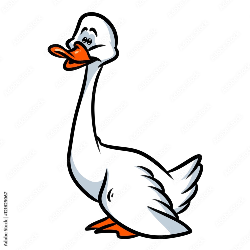 White goose cartoon illustration isolated image character Stock  Illustration | Adobe Stock
