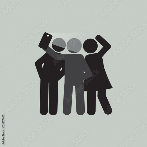 Groupfie Symbol, A Group Selfie By Phone Vector Illustration